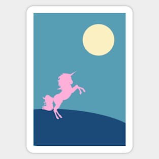 Unicorn in the full moon night Sticker